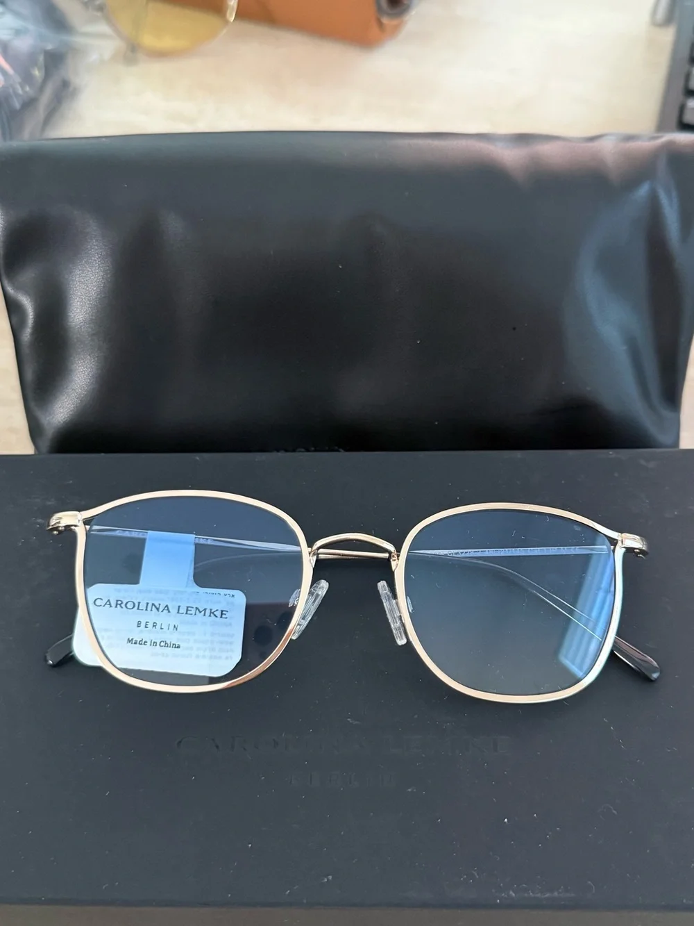 Carolina Lemke Gold Frame Blue-Tint Glasses
